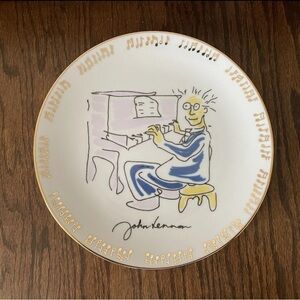 John Lennon miniature Borrowed Time collector plate: 24k gold trim.